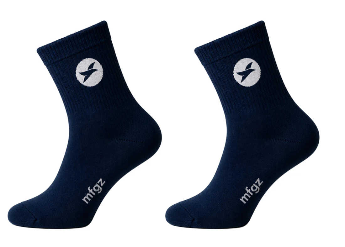Navyfarbene MFGZ Sportsocken mit weissem Club-Signet